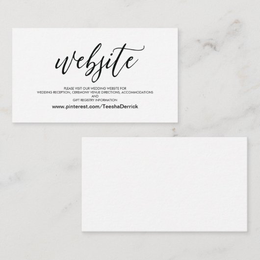 Perfekte Website-Details-Abschlusskarte für Hochze Begleitkarte (Vorne/Hinten)