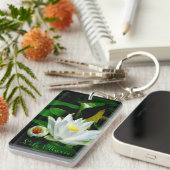 Perfekte weißes Wasser-Lilie und Knospe Schlüsselanhänger (Vorderseite rechts)