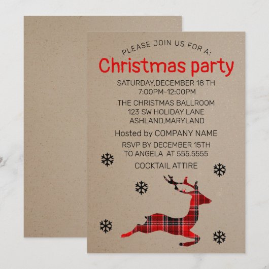 Perfekte, wunderschöne Weihnachtsfeier Einladung (Vorne/Hinten)