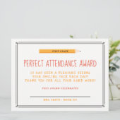 Perfekter Anwesenheits-Preis Einladung (Stehend Vorderseite)