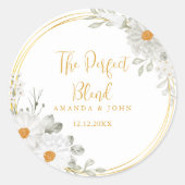 Perfekter Blend Weißer Blume Hochzeitskaffee Runder Aufkleber (Vorderseite)