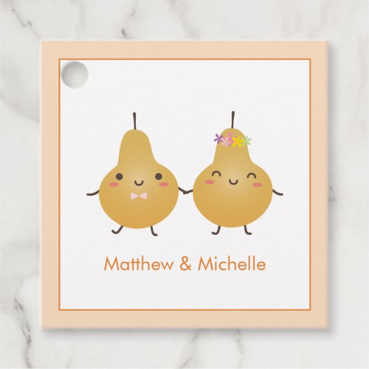 Perfekter Cartoon Bride & Groom Elegante Hochzeit Geschenkanhänger (Vorderseite)