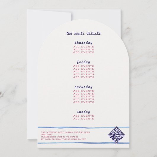 Perfekter Catch Beach Preppy Fishing Bachelorette Einladung (Rückseite)