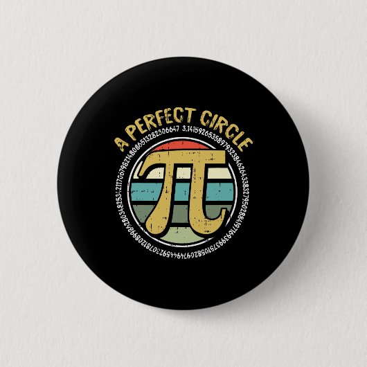 Perfekter Circle Pi Day Retro Math Symbol Nummer Button (Vorderseite)