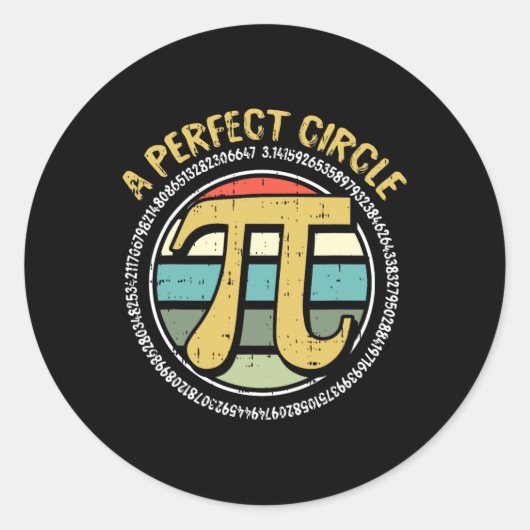 Perfekter Circle Pi Day Retro Math Symbol Nummer Runder Aufkleber (Vorderseite)
