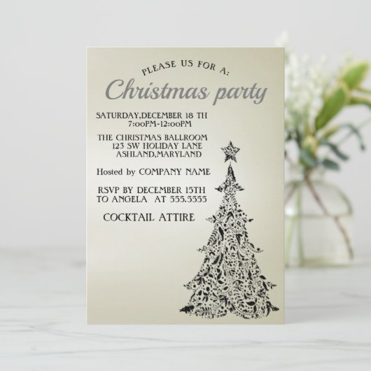 Perfekter, eleganter, schöner Weihnachtsbaum Einladung (Stehend Vorderseite)