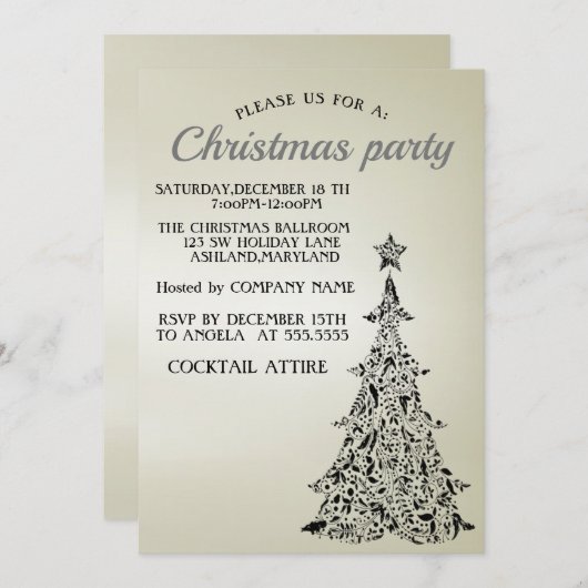 Perfekter, eleganter, schöner Weihnachtsbaum Einladung (Vorne/Hinten)