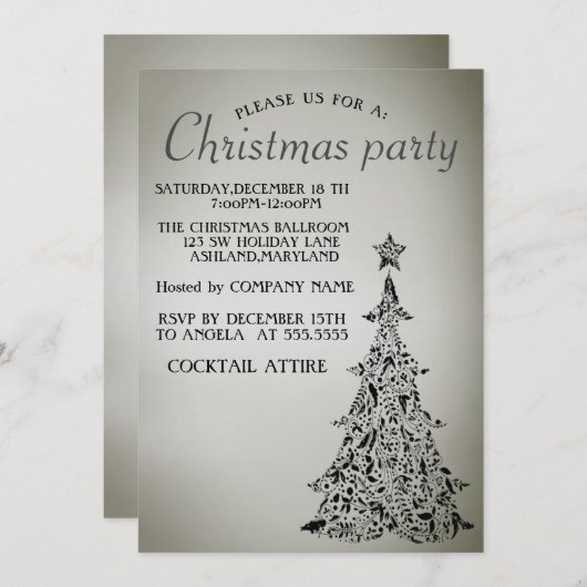Perfekter, eleganter, wunderschöner Weihnachtsbaum Einladung (Vorne/Hinten)