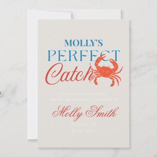 Perfekter Fang - Bridal-Design an der Küste Einladung (Vorderseite)