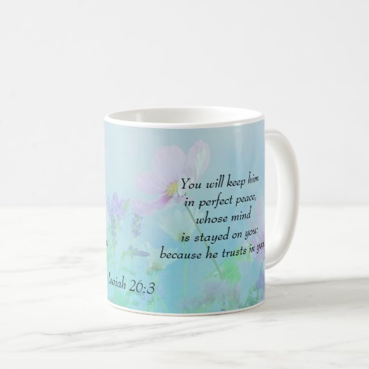 Perfekter Frieden, Isaiah 26:3 Kaffeetasse (VorderseiteRechts)