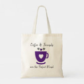 Perfekter Kaffee und Freunde Liebe Herzen grau lil Tragetasche (Rückseite)