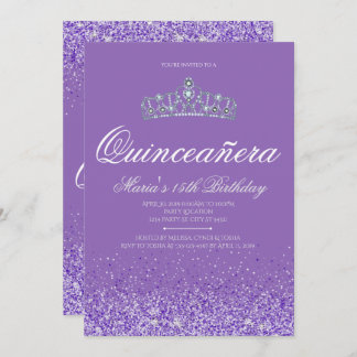 Perfekter lila Glitzer, Quinceanera Einladungen