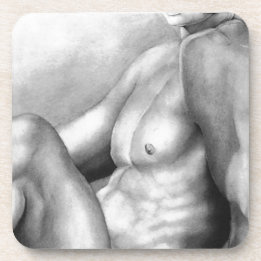 Perfekter Mann Brust & Torso Kunst Kohlezeichnung Untersetzer