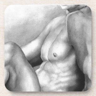 Perfekter Mann Brust & Torso Kunst Kohlezeichnung Untersetzer