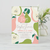 Perfekter paarrosa und grüne Birnenpaare Dusche Einladung (Stehend Vorderseite)