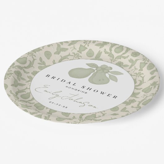 Perfekter Pear Brautparty Dinner Plate Pappteller (Schrägansicht)
