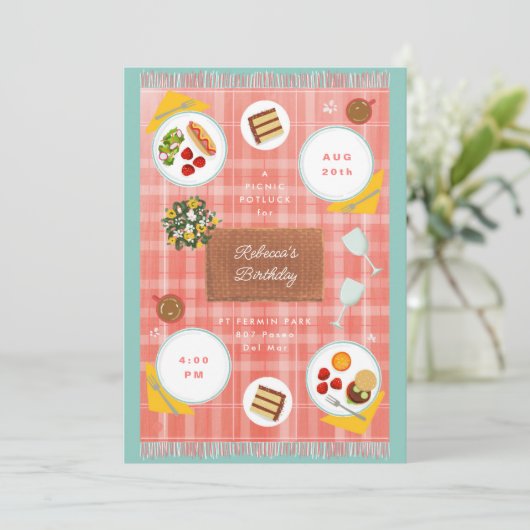 Perfekter Picnic Frühjahr Sommer Geburtstag Einladung (Stehend Vorderseite)
