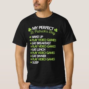 Perfekter St Patricks Day Play Video Games Gamer T-Shirt