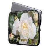 Perfekter, weißer Rosa Blume Laptop-Gehäuse mit Na Laptopschutzhülle (Vorderseite Links)