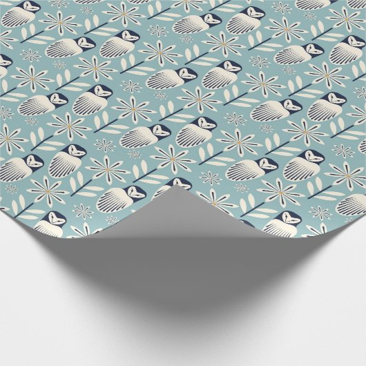 Perfektes Barn Owl - hellblauer Hintergrund Geschenkpapier (Ecke)