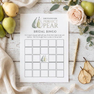 Perfektes Birnen-Bingo-Spiel Brautdusche Karte
