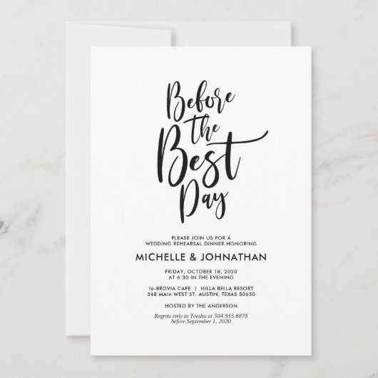 Perfektes elegantes Hochzeits-Proben-Abendessen Einladung (Vorderseite)