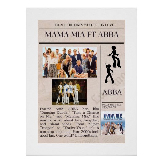 Perfektes Geschenk für eine ABBA und MAMA MIA FAN Poster (Vorderseite)