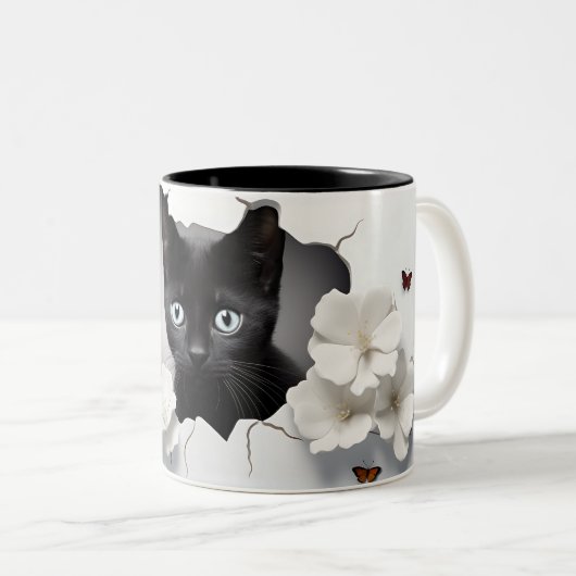 Perfektes Geschenk für Katzen- und Halloween-Fans Zweifarbige Tasse (VorderseiteRechts)