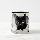Perfektes Geschenk für Katzen- und Halloween-Fans Zweifarbige Tasse (Mittel)