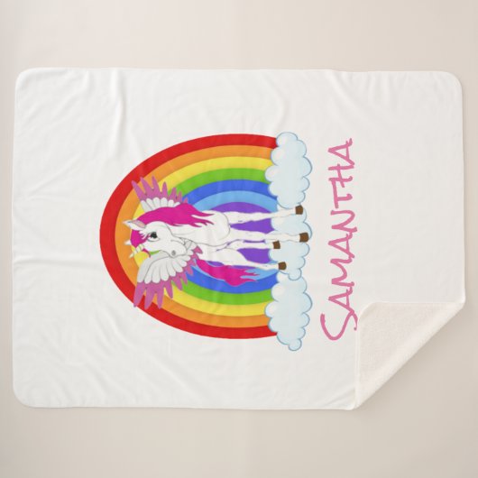 Perfektes Geschenk Personalisiert Unicorn Sherpadecke (Vorderseite (Horizontal))