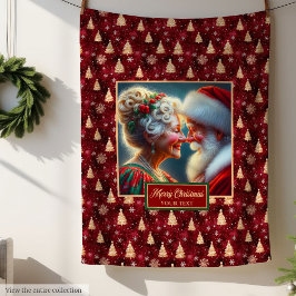 Perfektes Holiday Throw Blanket Burgundy Gold Sant Fleecedecke