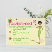 Perfektes Hübsches Rosa mit grüner Einladung (Stehend Vorderseite)