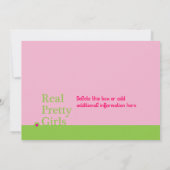 Perfektes Hübsches Rosa mit grüner Einladung (Rückseite)