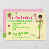 Perfektes Hübsches Rosa mit grüner Einladung (Vorne/Hinten)