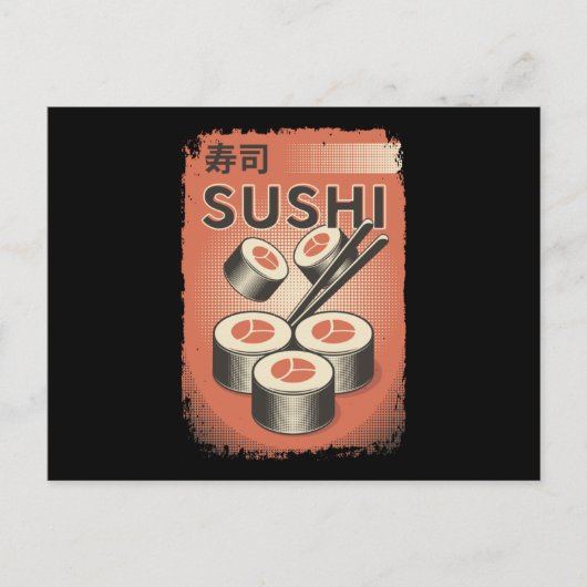 Perfektes japanisches Sushi Food | Vintage Stilges Postkarte (Vorderseite)