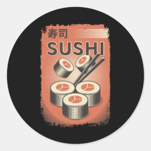 Perfektes japanisches Sushi Food   Vintage Stilges Runder Aufkleber