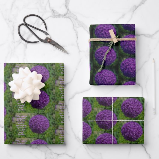 Perfektes Lila Angebot der Allium Blume Motivieren Geschenkpapier Set (Vorderseite)