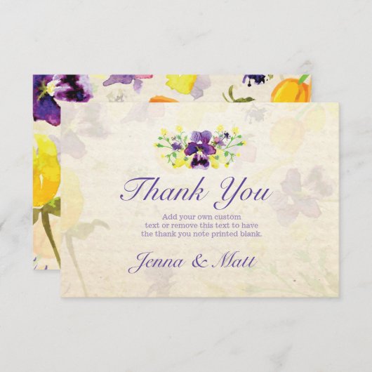 Perfektes lila Stiefmütterchen dankt Ihnen Karten (Vorne/Hinten)