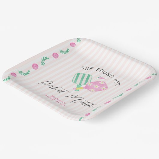 Perfektes Match Pickleball Brautparty Willkommen Pappteller (Gewinkelt)