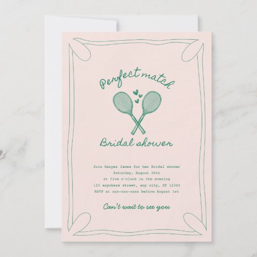 Perfektes Match-Tennis-Brautparty Einladung (Vorderseite)