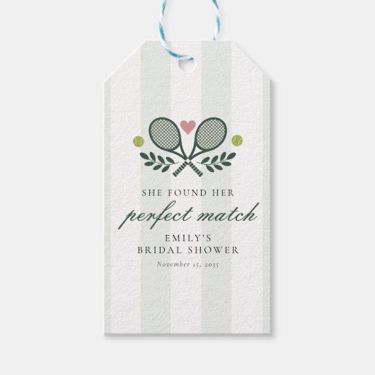 Perfektes Match Tennis Brautparty Geschenkanhänger (Vorderseite)