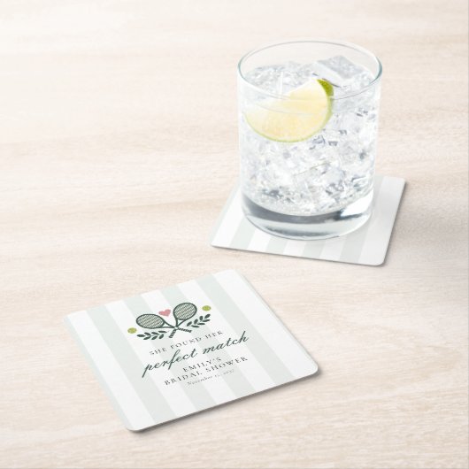 Perfektes Match Tennis Brautparty Rechteckiger Pappuntersetzer (Vor Ort)