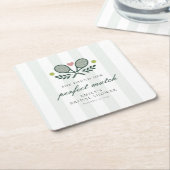 Perfektes Match Tennis Brautparty Rechteckiger Pappuntersetzer (angewinkelt)