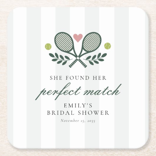 Perfektes Match Tennis Brautparty Rechteckiger Pappuntersetzer (Vorderseite)