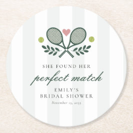 Perfektes Match Tennis Brautparty Runder Pappuntersetzer