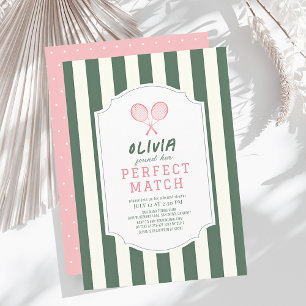 Perfektes Match Tennis Green Stripes Brautparty Einladung