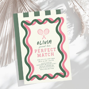 Perfektes Match Tennis Green Wavy Brautparty Einladung