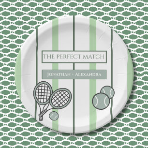 Perfektes Match Tennis Paare Brautparty Pappteller