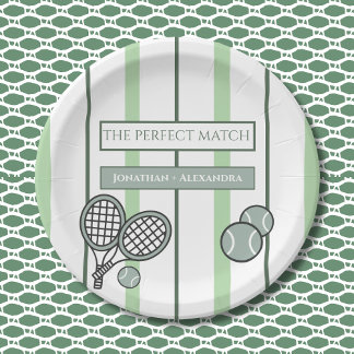 Perfektes Match Tennis Paare Brautparty Pappteller