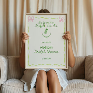 Perfektes Matcha Handgezeichnetes Brautparty Willk Poster